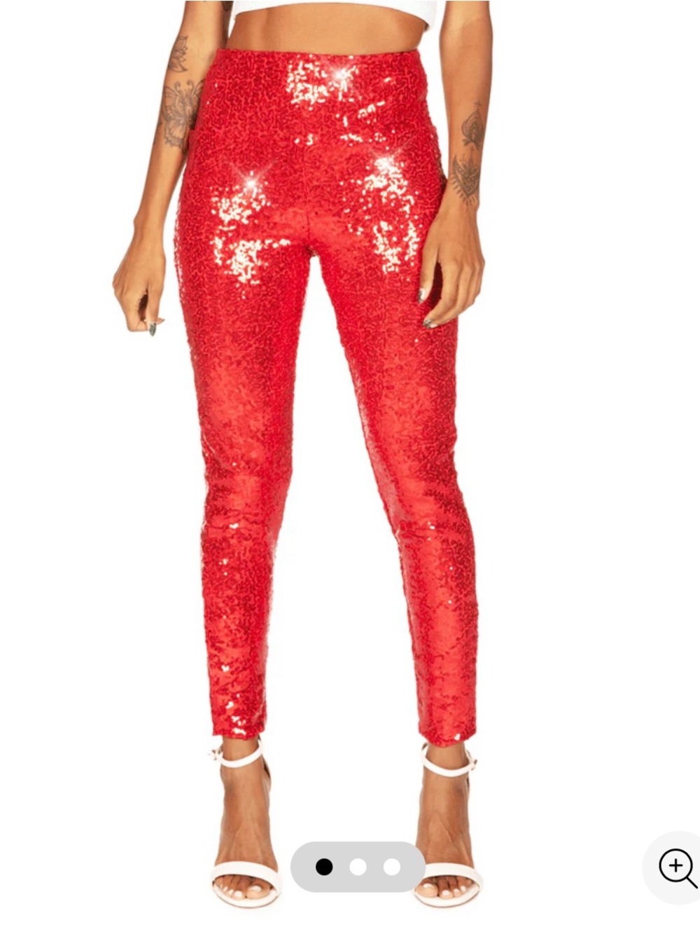 Tipsy Elves Red Sequin Stretch High Waisted Leggings